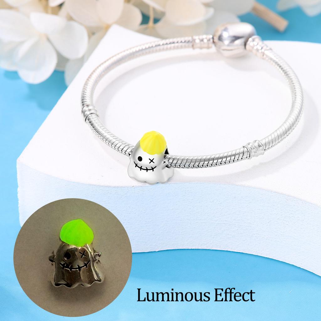 Argint 925 Halloween Luminous Negru Fantomă Pandantiv Margea Stil DIY Brățară cu Mărgele Colier