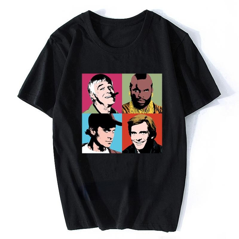 The A-Warhol Team T Shirt Warhol The A Team Serie Series Portraid Parody Graphic Tshirts Funny Retro Mashup Tv Tops Camisetas... S разноцветный
