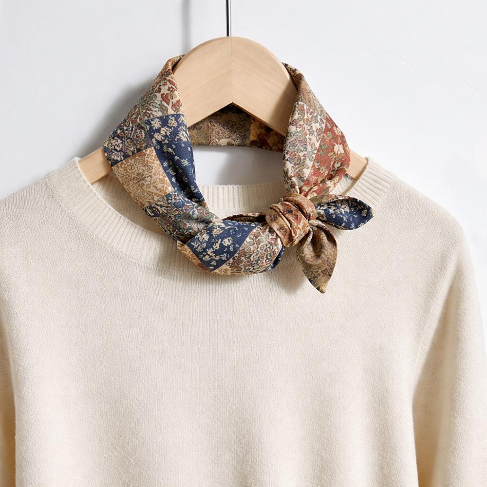 Thin Mulberry Silk Silk Cotton Blended 61 Square Scarf Women's Autumn and Winter Double-sided Light Luxury High-end Silk Scarf Manufacturer