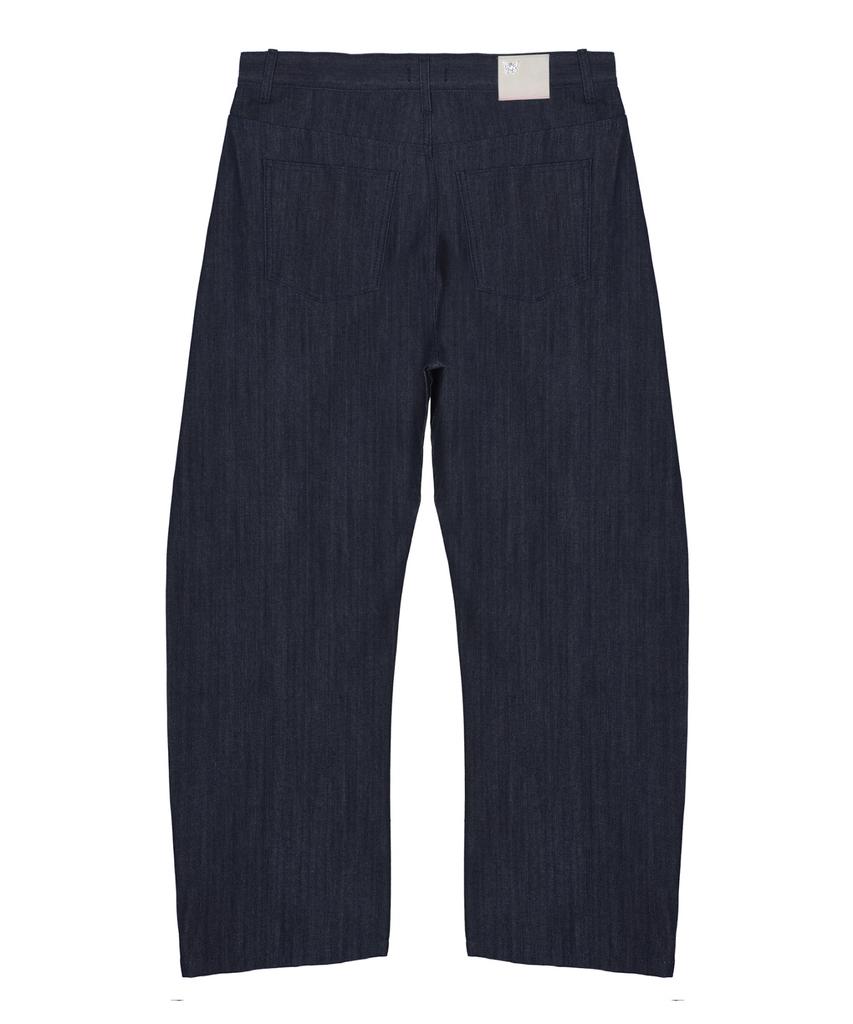 Nigaennikol Curved Wide Cotton Denim Pants_Blue
