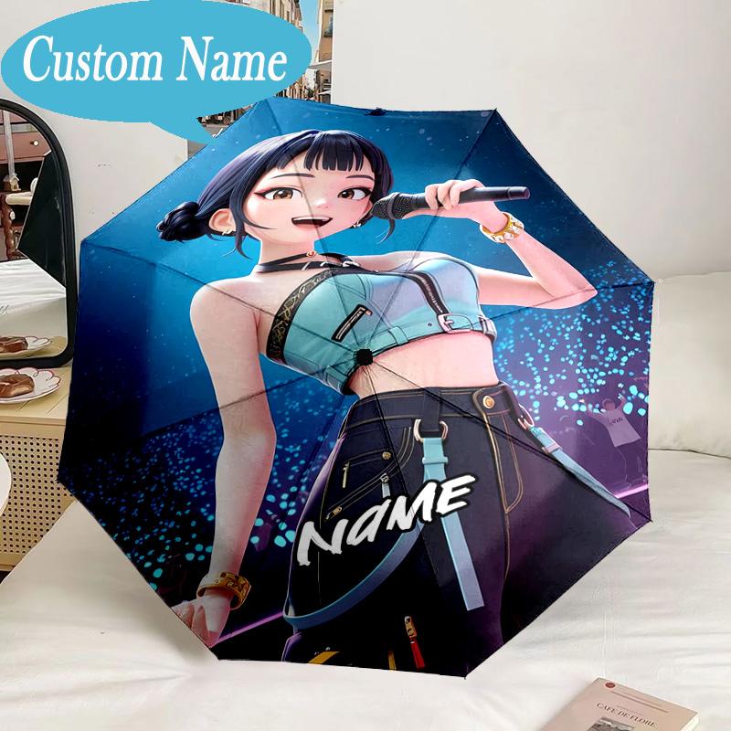 Custom Name Umbrella KPop Pink Fashion Umbrella 8-Frame for Travel, Camping, Casual Lightweight Portable, Essential for Family Gifts