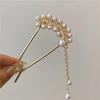 Premium Mesh & Leaf U-Shaped Hairpin: Elegant Ancient & Modern Chinese Style for Women.