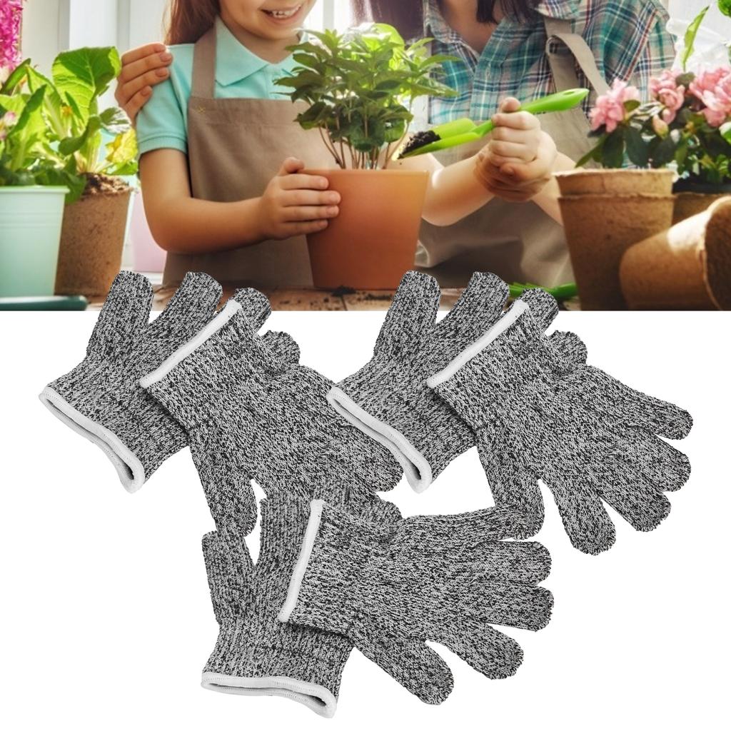 3 Pairs Cut Resistant Gloves Children Gardening Outdoor Activities Cut Proof Work Gloves