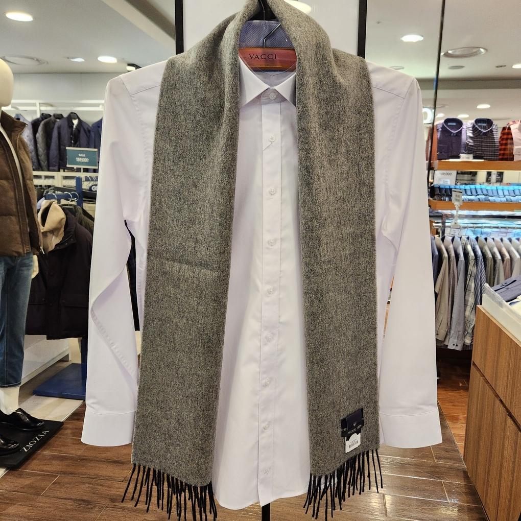 Men's Winter All Wool Light Gray Dark Gray Double-Sided Long Muffler VM1N4BR120G0