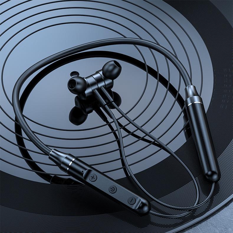 New Neck-Hanging Bluetooth Wireless Sports Earphones with In-ear Magnetic Silicone Design
