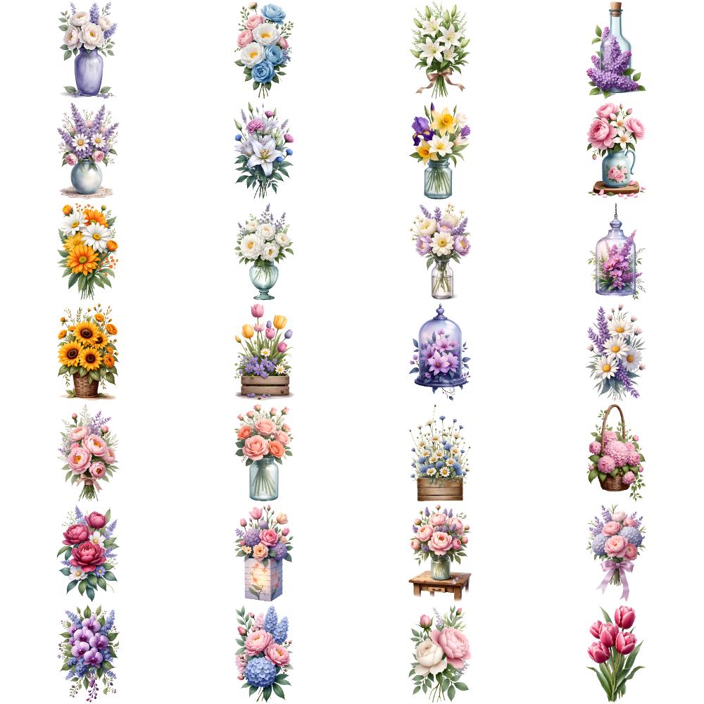 28 шт. Временные татуировки Цветочные букеты Временные наклейки-татуировки Декоративные наклейки Иллюстрация Для женщин Плечи Щеки