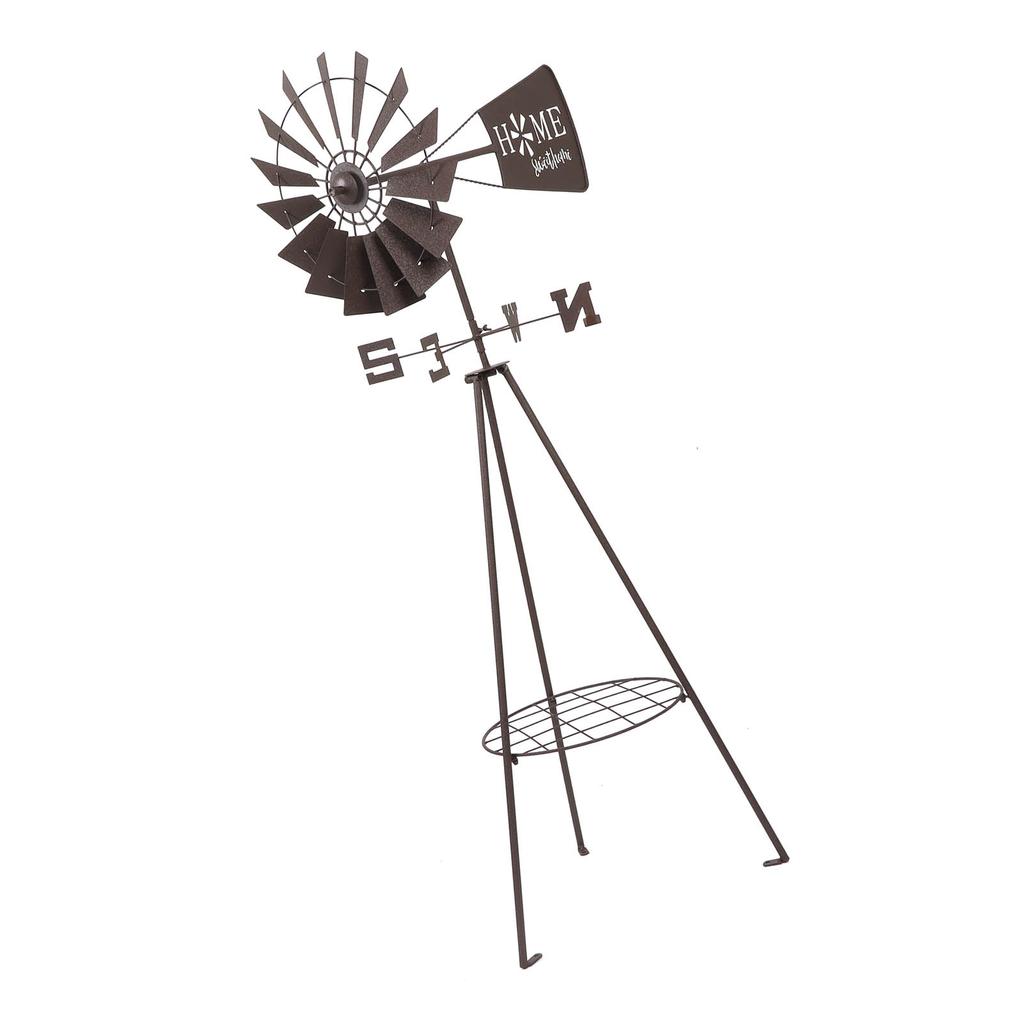 Garden Windmill Potting Rack Multifunctional Rotating Iron Floor Windmill Plants Shelf Dual Use
