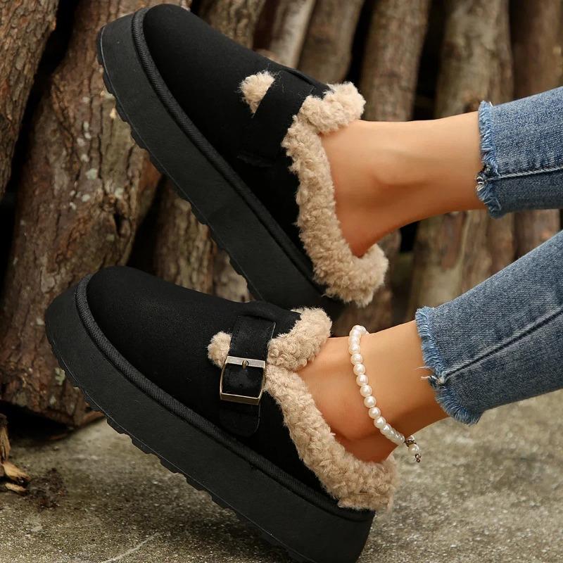 Women Platform Boots New Luxury Winter Women's Warm Shoes Cotton Slippers Plush Fashion Retro Shoes Women Flats Slippers