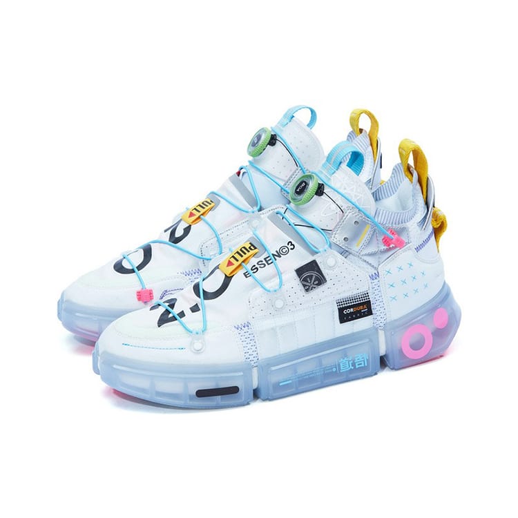 Li Ning Essence 2 Futuristisch Rutschfest Abriebfest Niedrig geschnitten Sport Freizeitschuhe Herren Weiß Grau AGWR021-2
