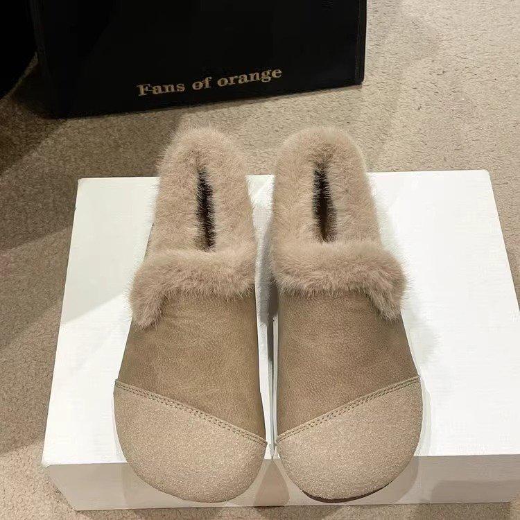 Warm cotton shoes low-top Doudou shoes mother shoes women's 2025 winter new soft-soled non-slip piled thickened fluffy shoes