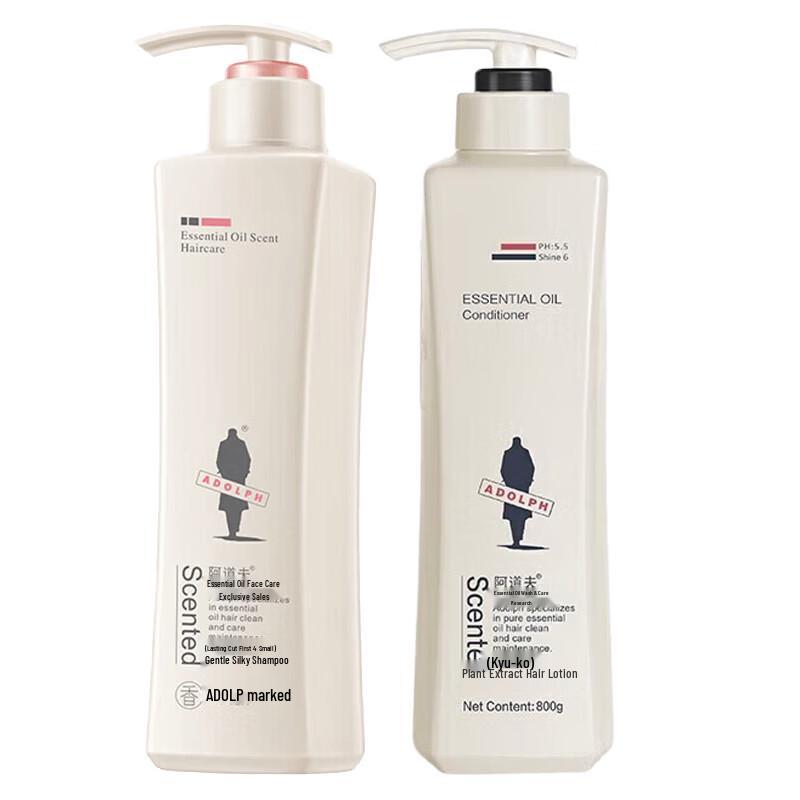 ADOLPH Gentle Smooth Shampoo & Botanical Essence Conditioner Set (500ml+800ml)