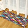 Long Rug Blue-Gray Retro Tile Collage Pattern Anti Slip Floor Mat Soft Wear Resistant Suitable for Kitchen Hallway Decor