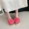 Muffin one-word thick-soled heightening fashion slope heel sandals women's 2025 summer new slippers women's flowers wear sandals