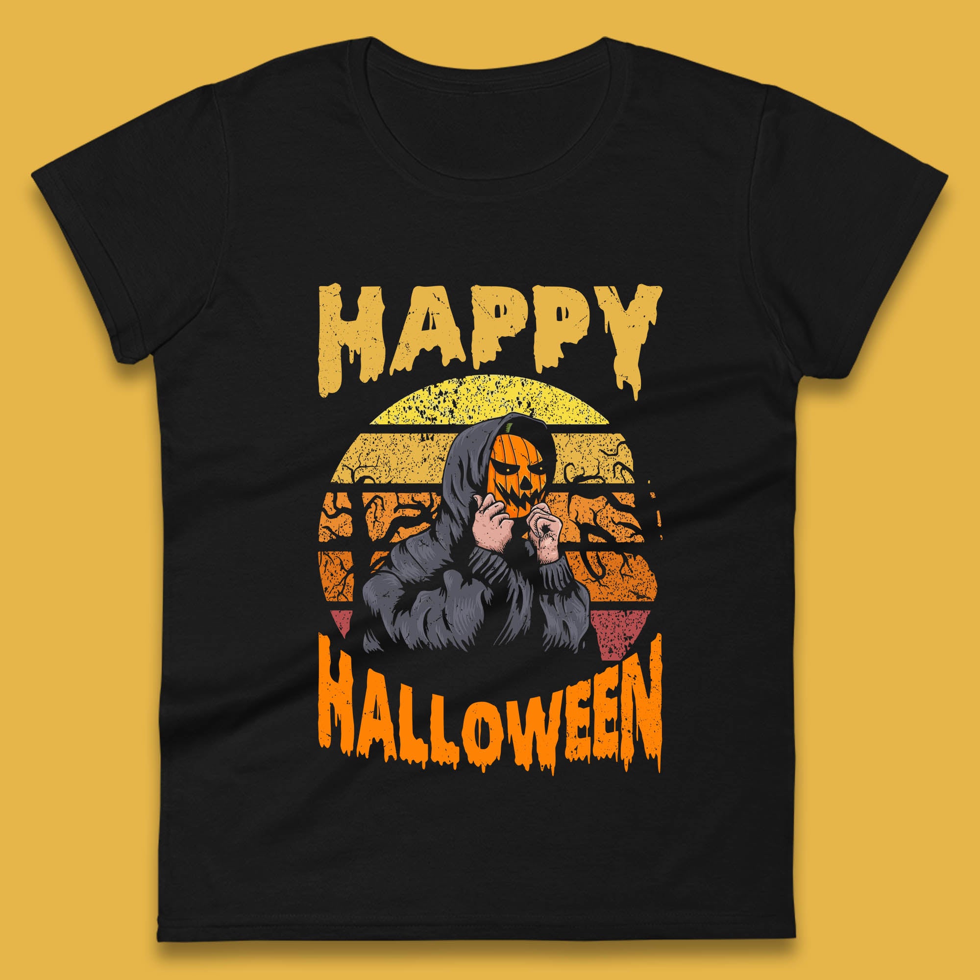 

Happy Halloween Jack O Lantern Pumpkin Head Horror Scary Vintage Retro Halloween Womens Tee T Shirt Mens Tops Unisex Top 3XL