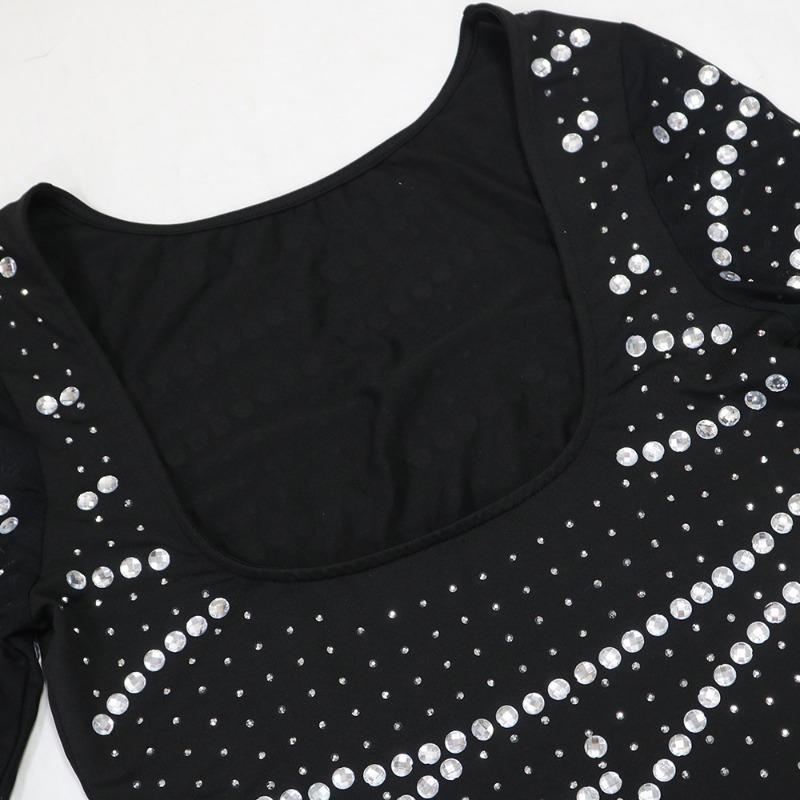 Women's Sexy Round Neck Long Sleeve Hot Drill Bag Hip Party Dress Fashion Halter Short Dress