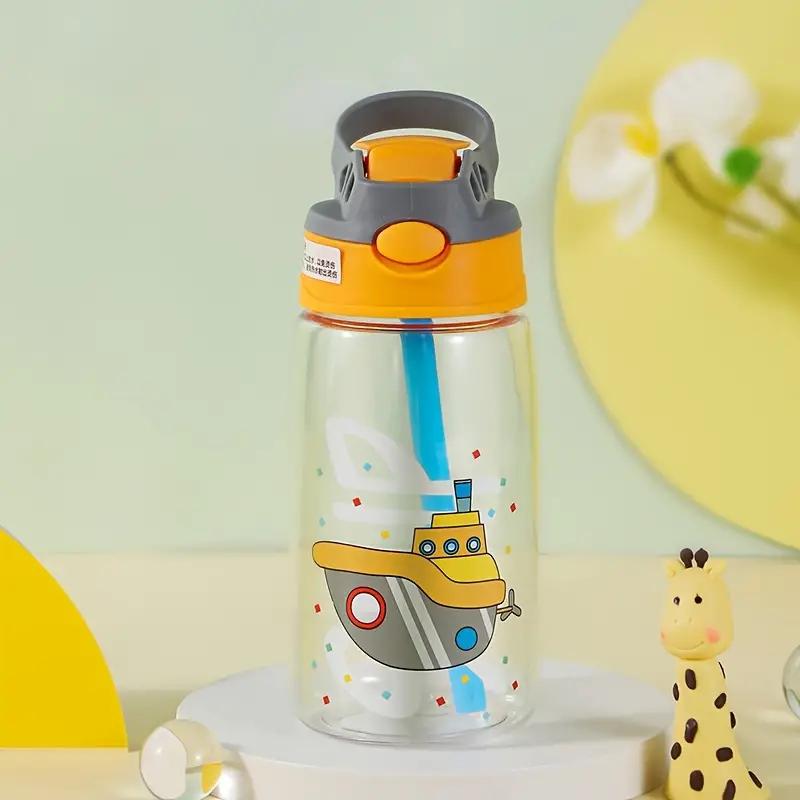 480ml Cute Cartoon Water Bottle Portable Safety Lock Straw Cup Kids Lovely Leak-proof Drinking Jug For Outdoor Camping School