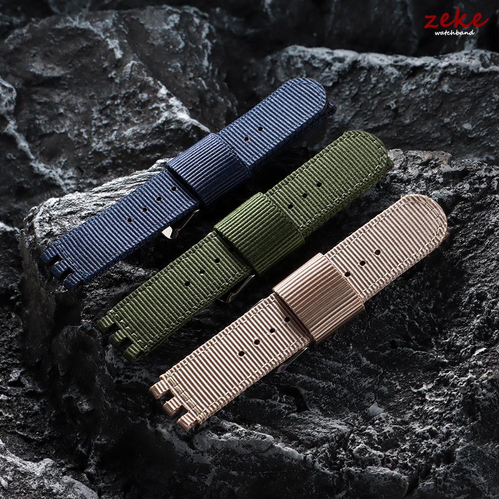 17mm 19mm 20mm Nylon Canvas Watch Band for Swatch Replacement Strap for Military Sports Army Green Wristband Men Women Bracelets