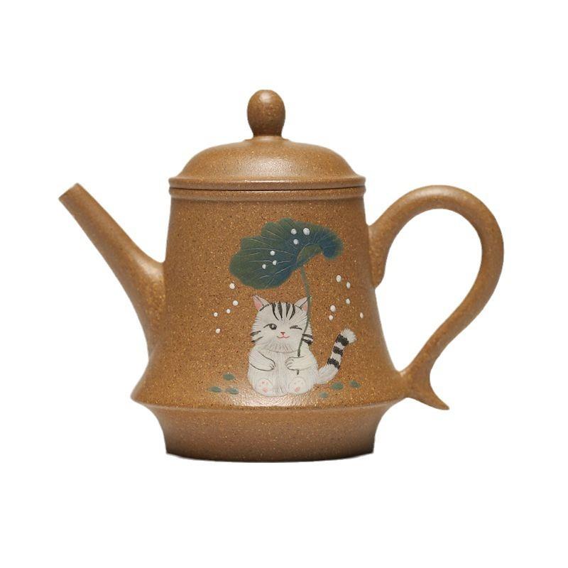 

140 мл изысканный чайник из фиолетовой глины Исин, ручной работы, высокий чайник из необработанной руды, глиняный чайник для заваривания чая, китайский чайный сервиз Цзыша, принадлежности