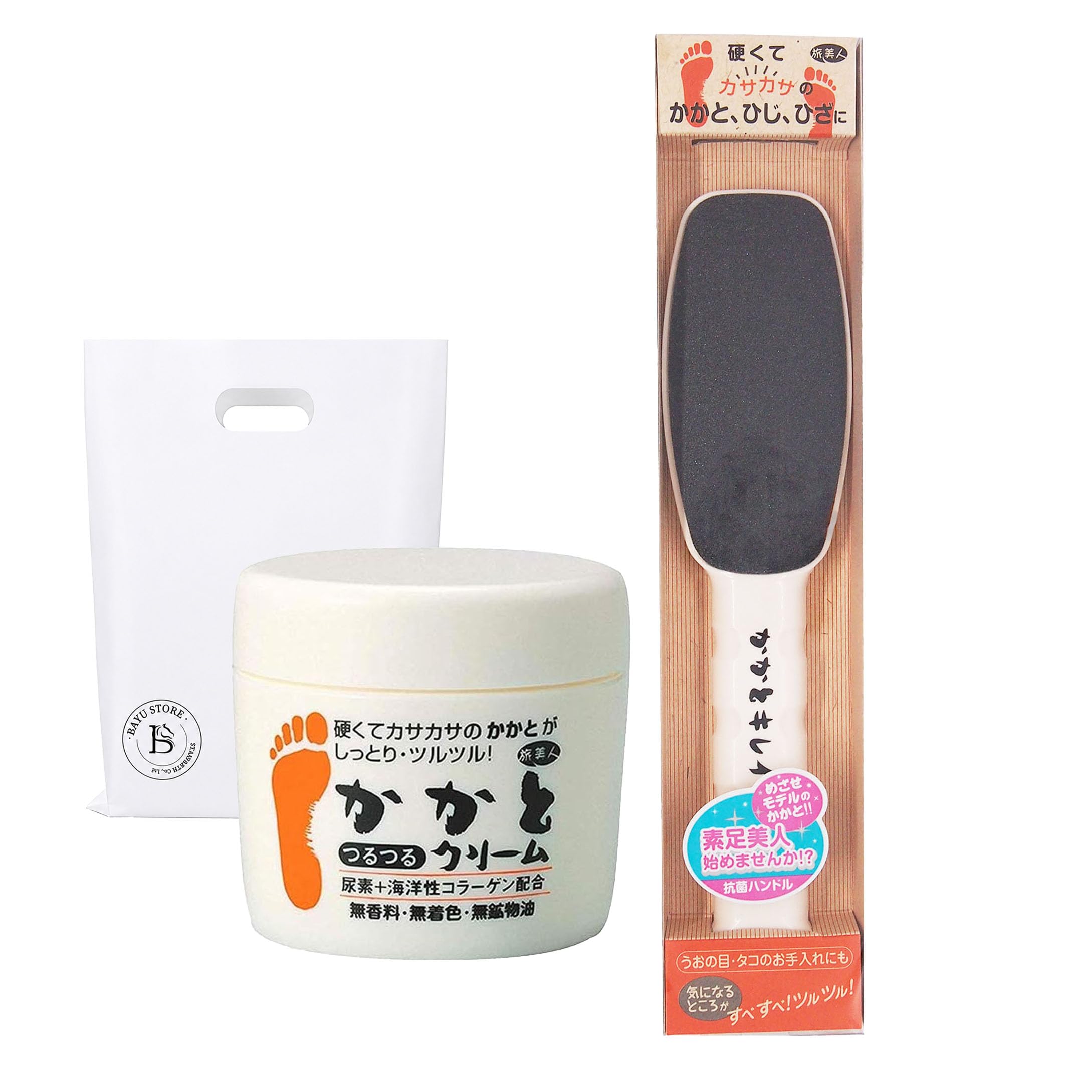 Azuma Trading Co., Ltd. [Store Bag Included] Heel Cleansing & Smooth Heel Cream 100g Set / Tabibijin (Travel Beauty) - For removing old dead skin cell