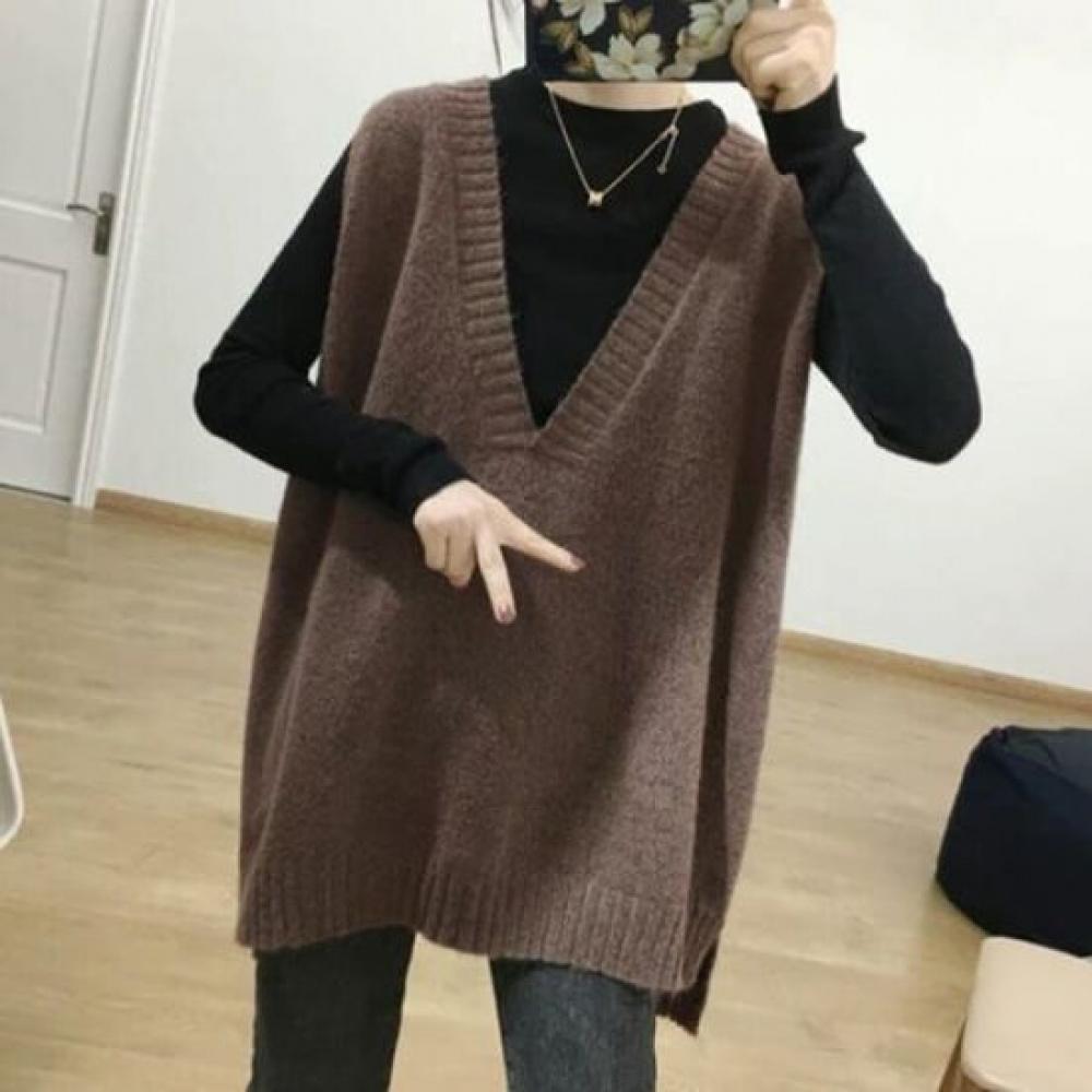 NaVaVa Women Solid V Neck Knit Vest Nk2766