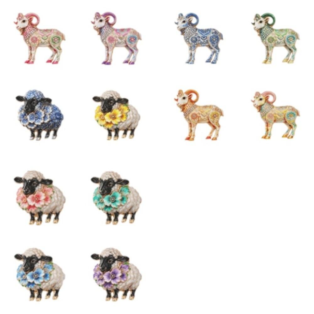 Colorful Goat Lapel Pin Vintage Style Animal Brooch Cute Enamel Sheep Brooch Party