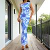 Popular European and American style dress, printed sleeveless design sense, fashionable temperament, thin hip-wrapped long skirt women's clothing