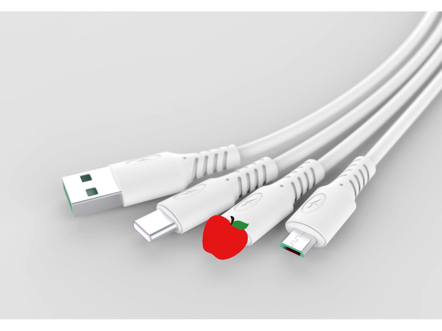 

Кабель 3м для быстрой зарядки с несколькими разъемами для Android, Apple, Type-C - Кабель для передачи данных с одного на три 25 cm (white is 20 cm)