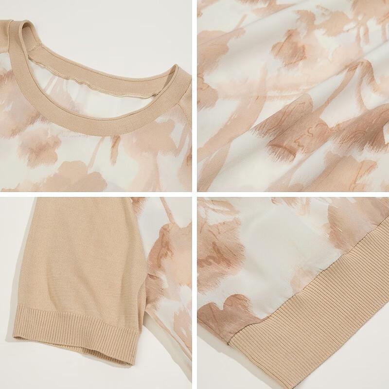 Haermans Women's Elegant Round Neck Short Sleeve Knit Top