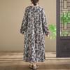 In-Stock Printed Cotton Plus Size Long-Sleeve Women's Dress with Round Neckline