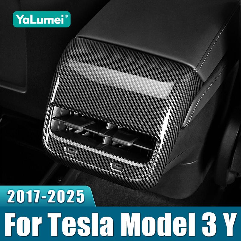 For Tesla Model Y Model 3    2024 2025 Car Rear Air Condition outlet Vent Cover Carbon Fiber Accessories