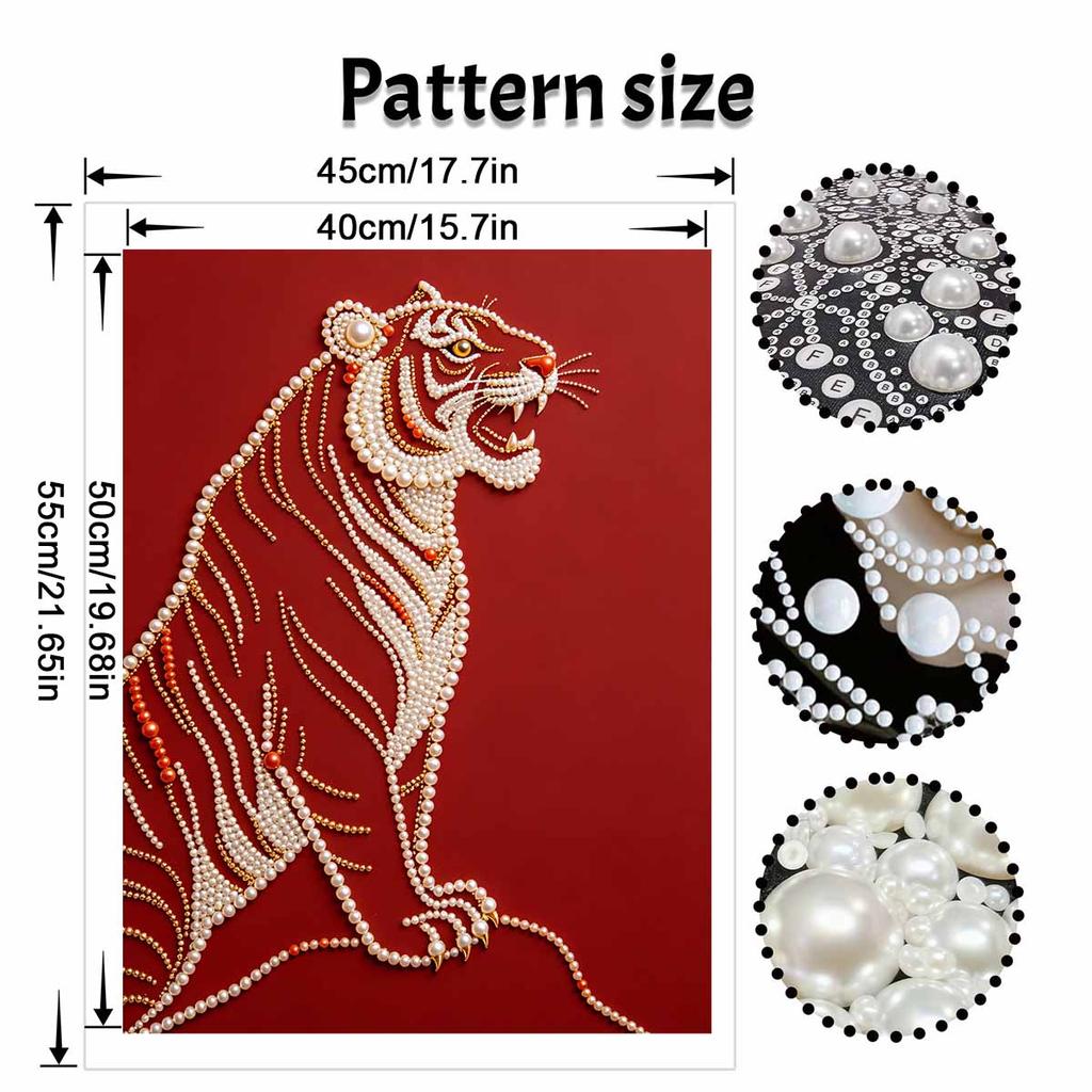 5D DIY Pearl Diamond Painting Kit Majestic Tiger Full Drill Embroidery Mosaic Art Home Wall Decor Gift