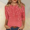 Women's Fashion Casual Round Neck 3/4 Sleeve Loose Printed T-Shirt Ladies Top