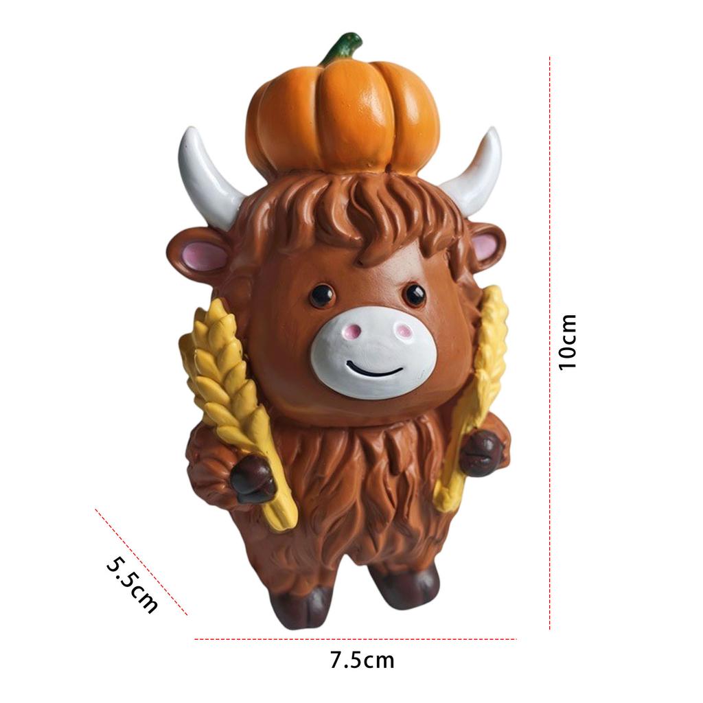 Söt Highland Cow Figurin med Tomtemössa Highland Kalv Skrivbordsdekoration Härlig Juldekoration Gåva för Trädgård Bord Hylla