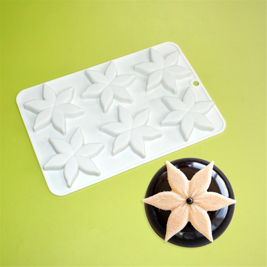 6 Cavities Flower Chocolate Flexible Silicone Mould Multiple Slot Dessert Baking Mould Kitchen Bakewares Cooking Tool