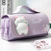 1Pc Cute Cat Decompression Pencil Case Big Pencil Box Portable Girls Pen Bag Double Layer School Pouch Kawaii Stationery