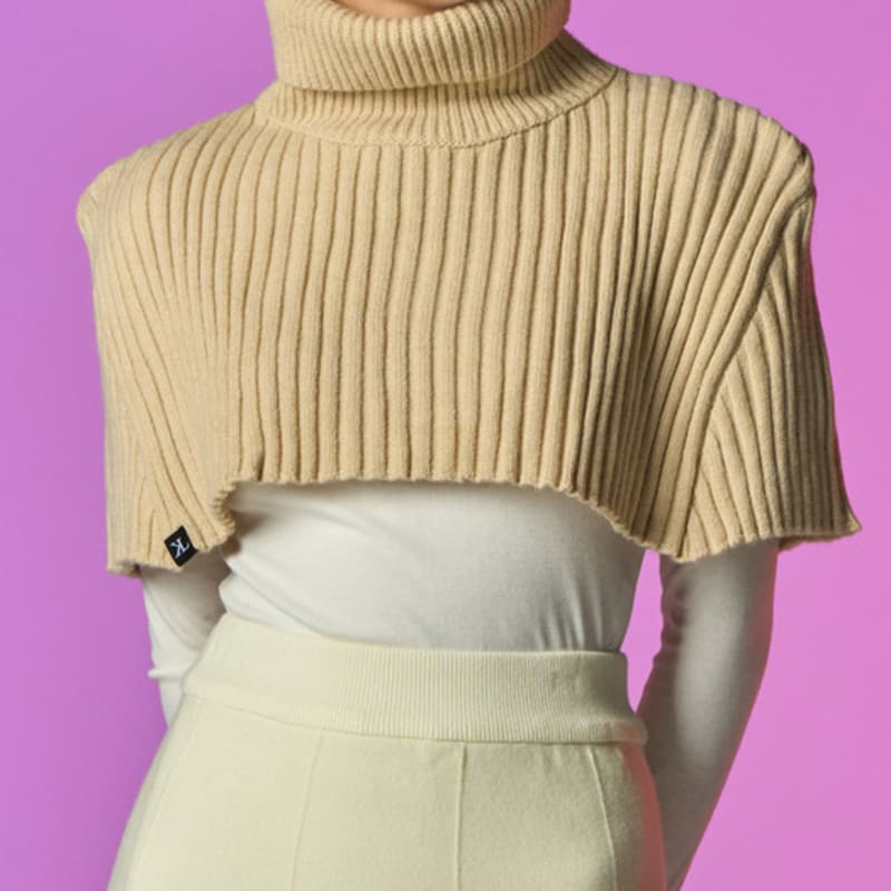 KOLEAT [Mock-up ver.] Winter Warm Knit Neck Balaclava Scarf [Oatmeal]