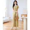 Women's Elegant Lace Short-Sleeve Top & Pants Set