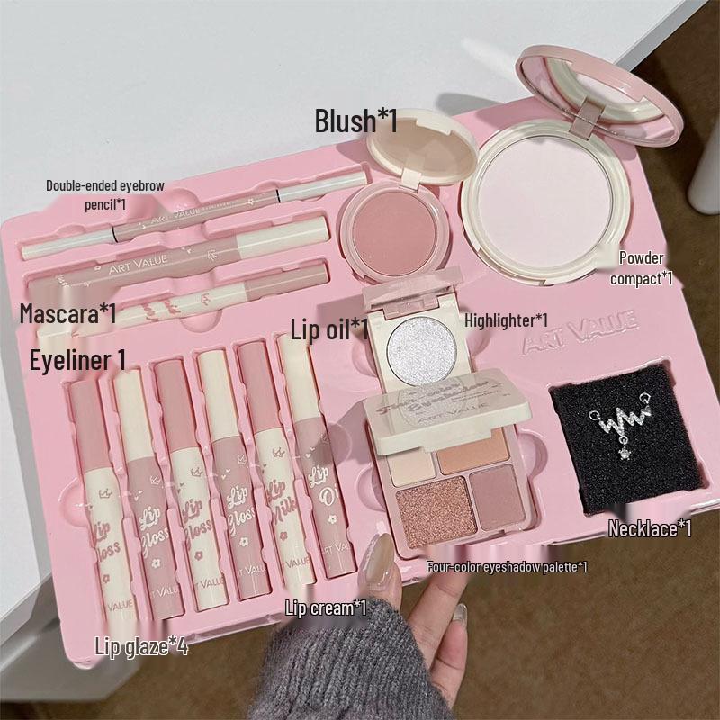 Art Value Time Whisper Makeup Set: Lip Gloss, Blush, Eyeshadow, Powder, Necklace