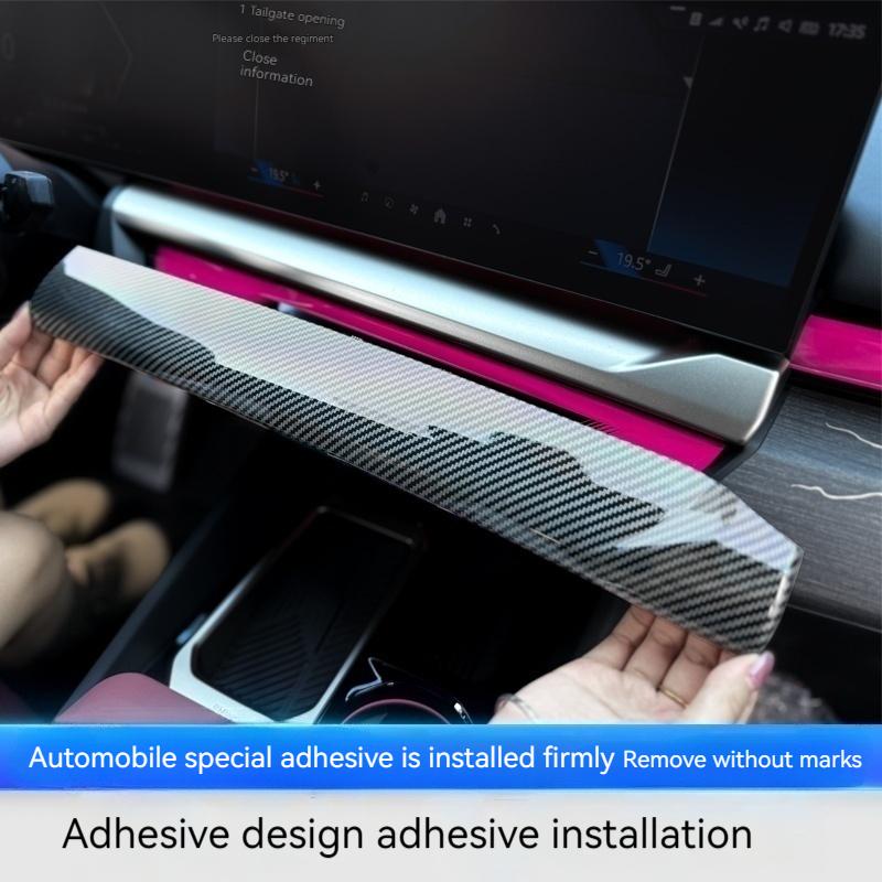 ABS Carbon Fiber For BMW 5 Series I5 G60 2024-2026 Car Center Console Navigation Screen Lower Panel Decorate Sticker Accessories