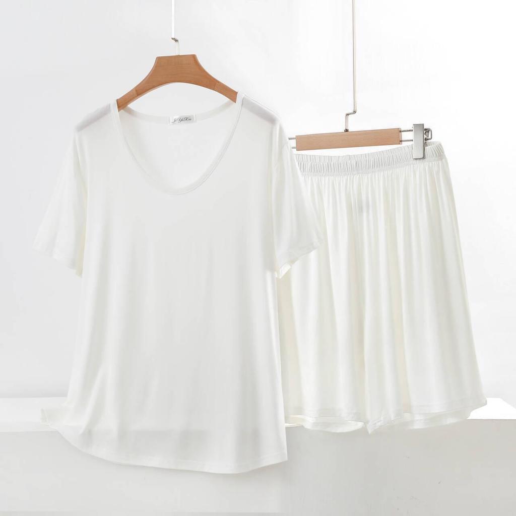 Women's Summer Short-Sleeve Suit: Modal T-Shirt & Slim Shorts Two-Piece Set - Casual, Sporty, Outdoor, or Loungewear