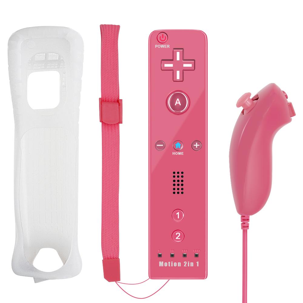 2in1 For Nintendo Wii Controller Set W/ Motion Plus Wireless Joystick Gamepad Remote Control W/ Silicone Case Video Game Console 1