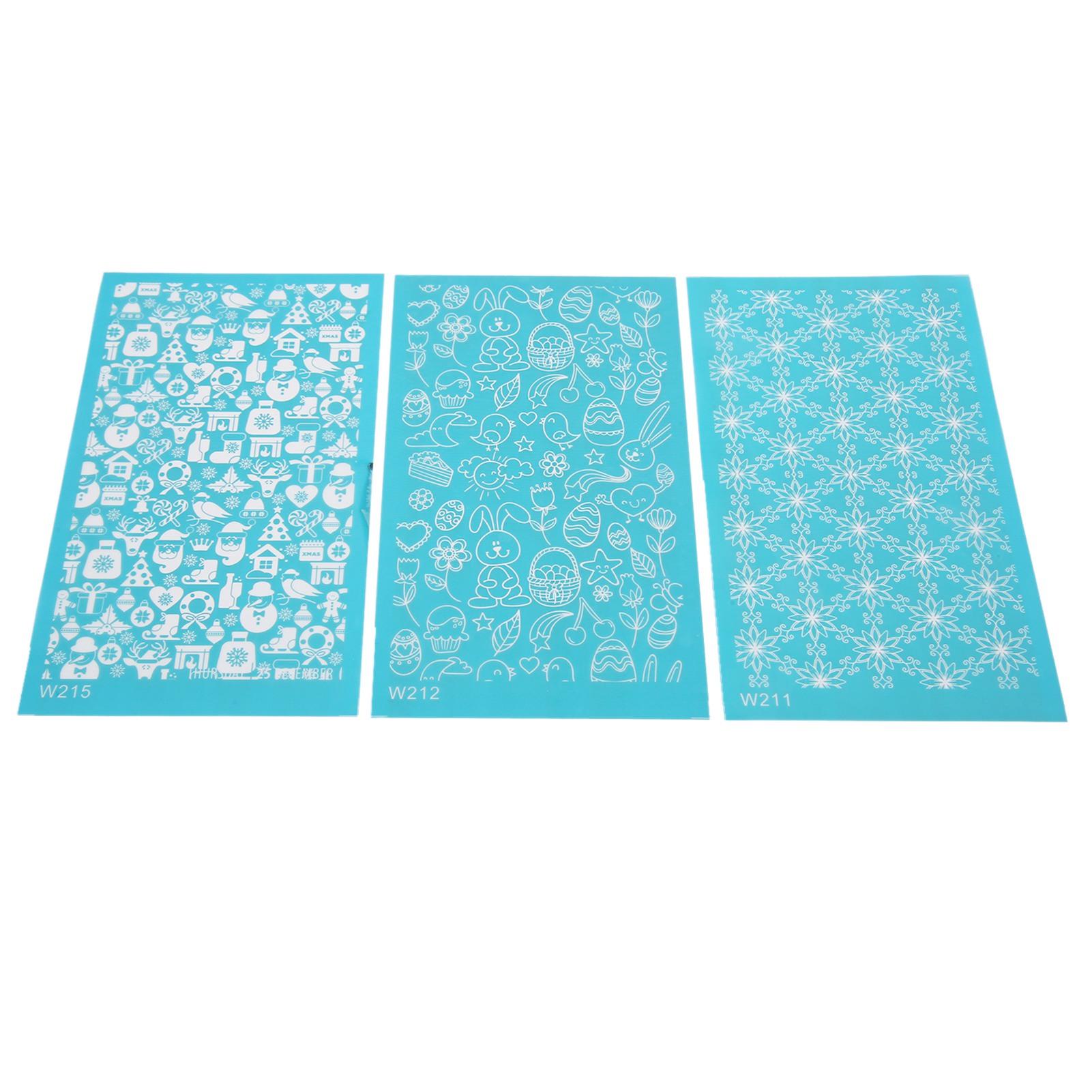 

3 шт. Шаблоны для шелкографии для полимерной глины Многоразовые DIY шелкографии для бумаги, открыток, футболок, холста, стекла 211 212 215