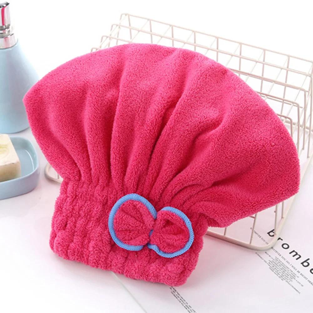 6 Colors Microfiber Solid Quickly Dry Hair Hat Hair Turban Women Head Wrap Hat Thickened Absorbent Dry Hair Cap
