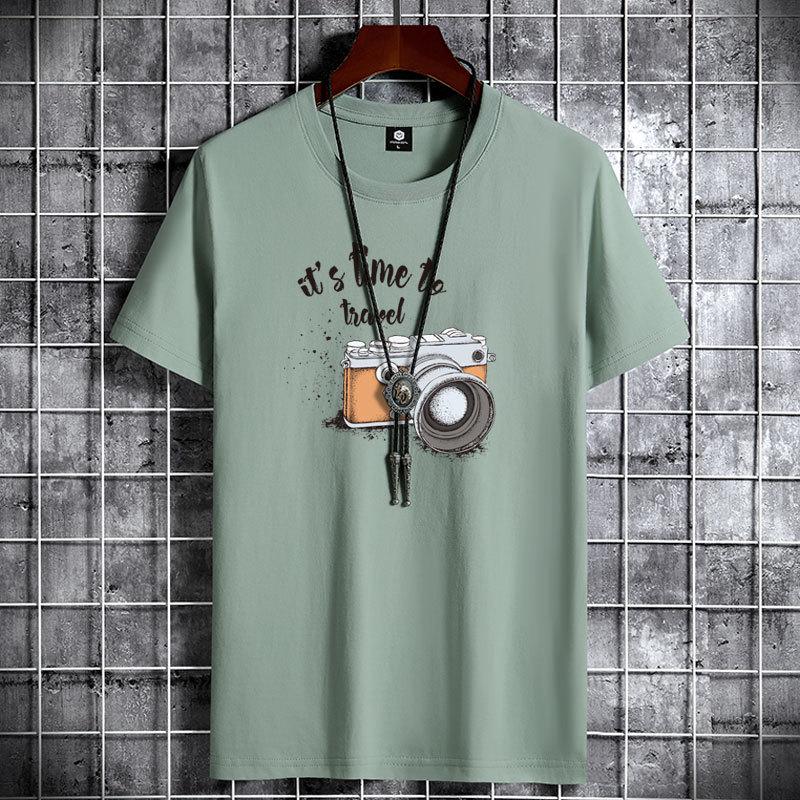 

Мужская модная хлопковая футболка с коротким рукавом - свободный крой, коллекция лето 2025 6XL