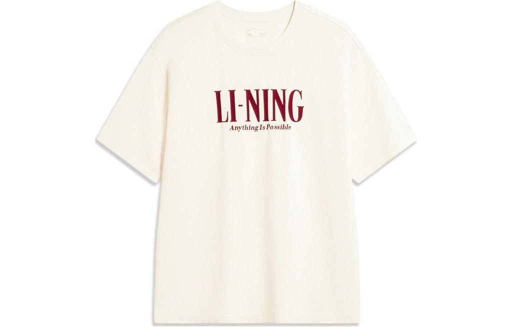 Li Ning Sports Lifestyle Collection Sports Fashion Collection T Shirt Unisex Ecru AHSSF51-2
