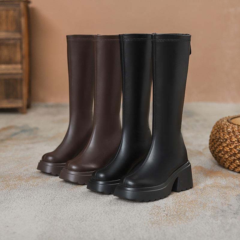 

Грубый каблук внутренняя высота увеличение 10 см длинные сапоги детские новые зимние сапоги до колена высокий каблук толстая подошва рыцарские сапоги 39