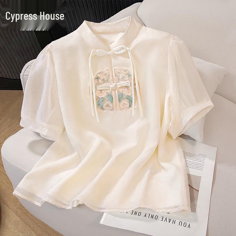 Women s New Chinese Style Embroidered Stand Collar Shirt XL