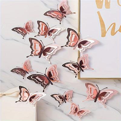 36 unidades/pacote, decoração de parede de borboleta de papel 3D, 3 tamanhos, decorações de borboleta para decorações de aniversário, decorações de festa, decorações de bolo