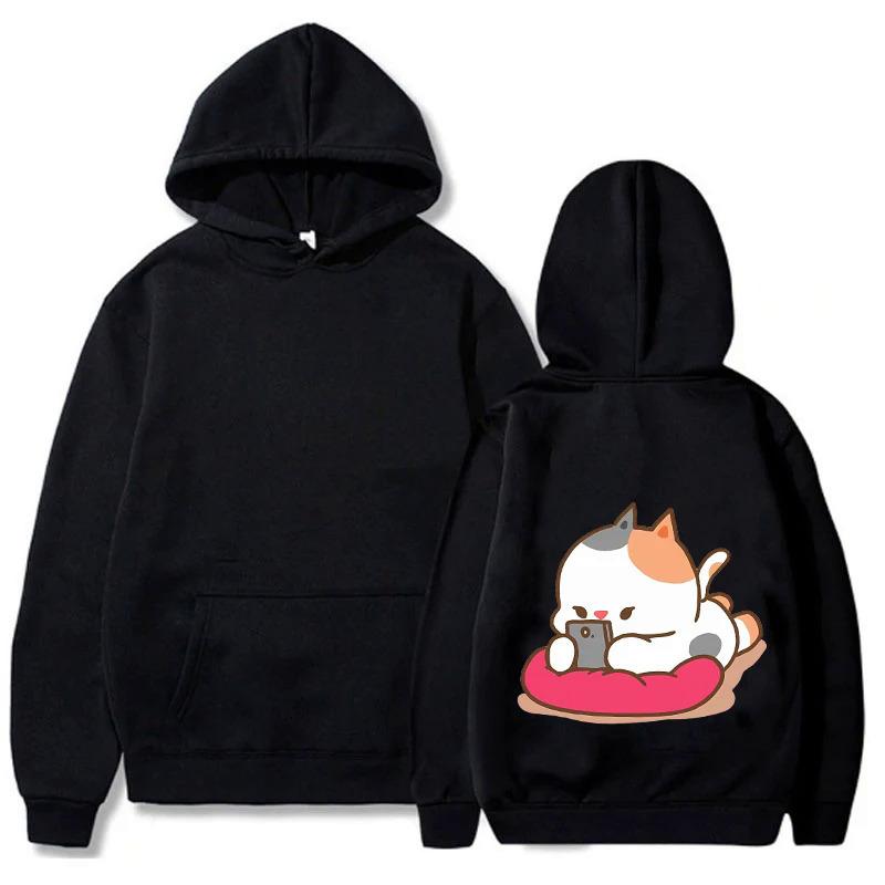 Cute Cartoon Cat Hoodies New Print Fashion Sweatshirt Casual Unisex Autumn Winter Fleece Streetwear Tops Male Sudaderas