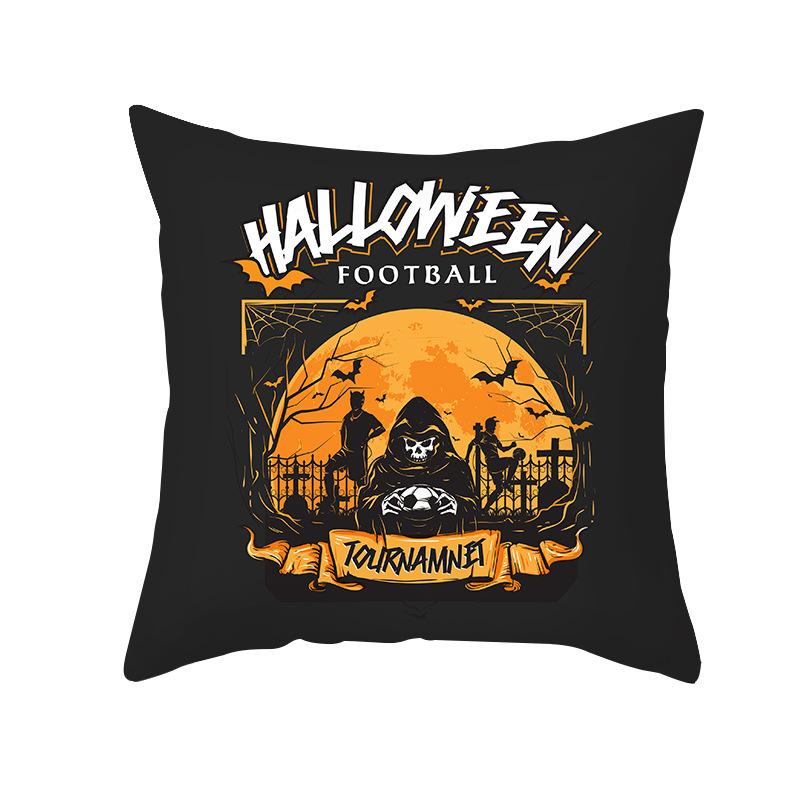 Halloween Pillow Cover Cartoon Skull Cat Sofa Cushion Cover Peach Skin Pillow Cover